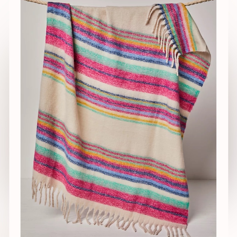 Free People Skye Stripe Fringe Throw, 50"x 60" | Vacuum Sealed Packaging
